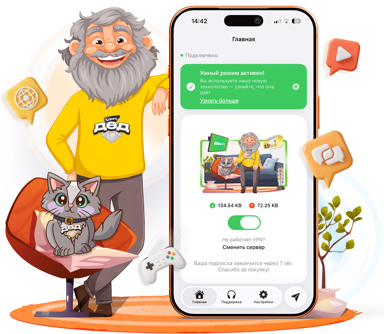 Дед Proxy VPN приложение - интерфейс быстрого и быстрого подключения для iOS и Android